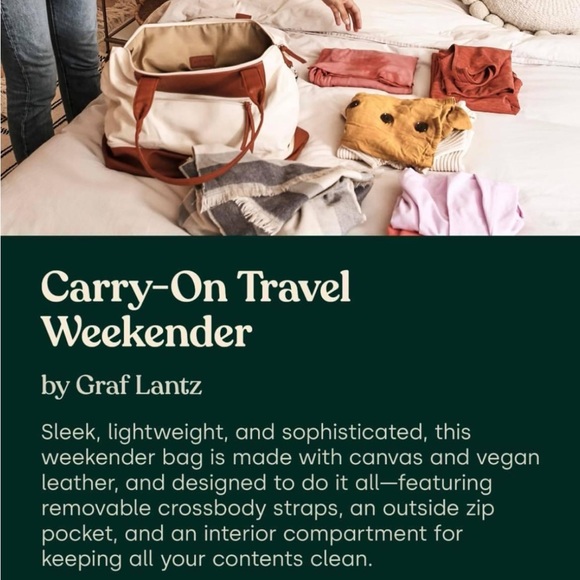 NWOT Graf Lantz Carry-On Travel Weekender Bag - Picture 5 of 13